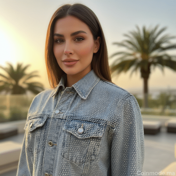 Veste en jean à strass scintillants