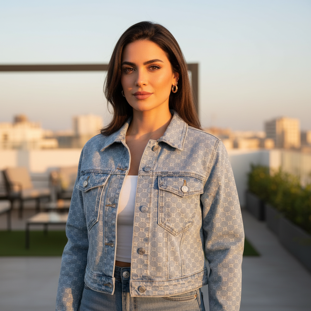 Veste courte en jean Inspiration "GUCCI"